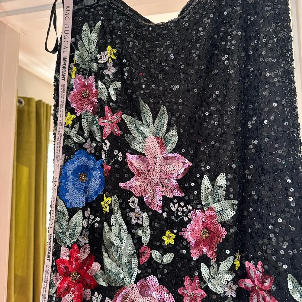 NWT Mac Duggal as Floral Embroidered embellished Black Skirt- made in India L - Picture 2 of 4